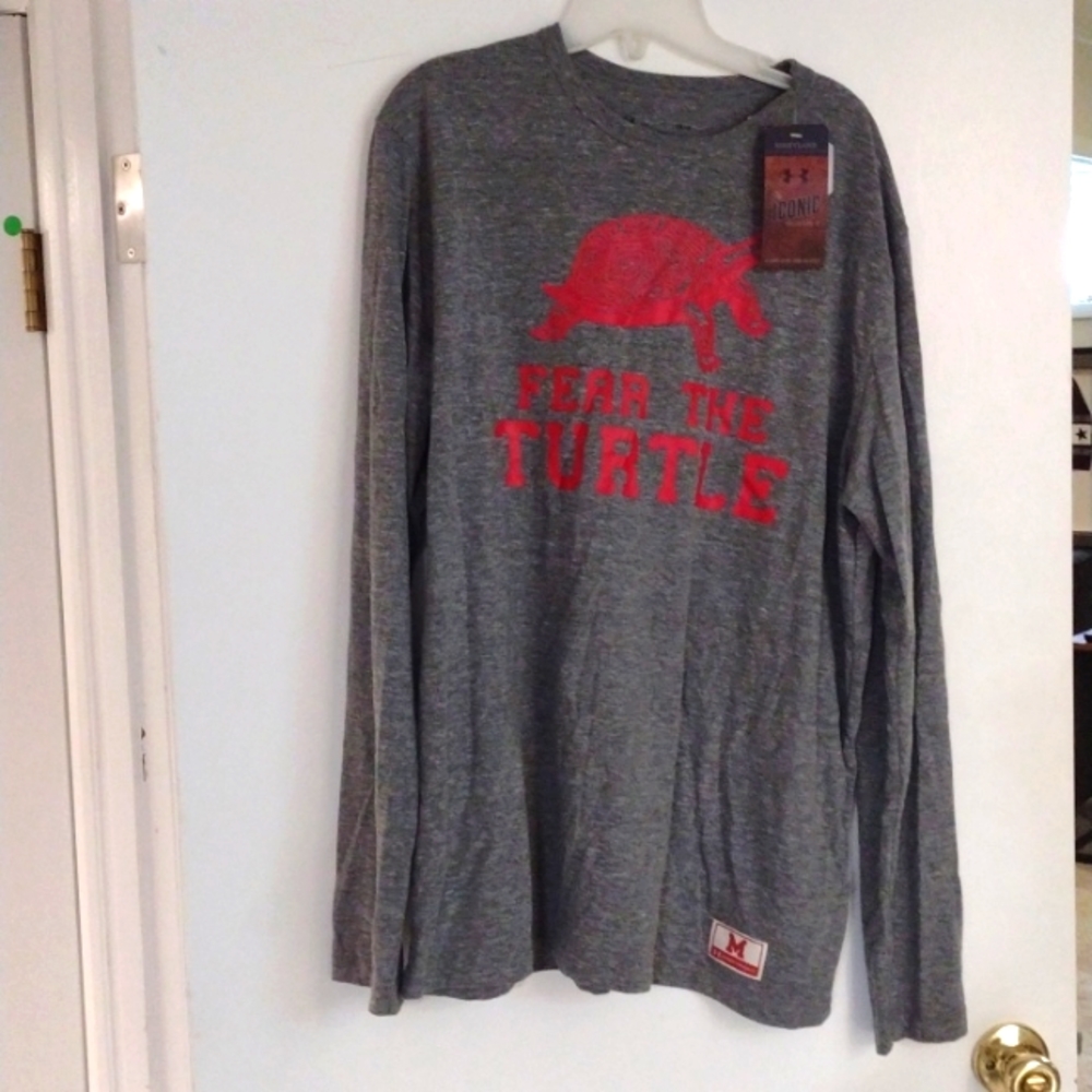 Under Armour HeatGear Maryland Terrapins Long Sleeve Tee Men's L Gray
